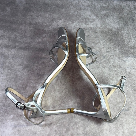 EUC Stuart Weitzman Starla 80 Silver Strappy Heeled Sandals Sz 9 Leather Luxury - Picture 8 of 11